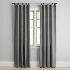 Pottery Barn Belgian Flax Linen Curtain Cotton Lining 50 x 96 Light Charcoal NEW